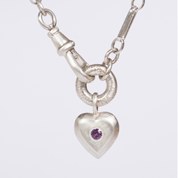 Small Tudor Locking Heart necklace in Sterling Silver