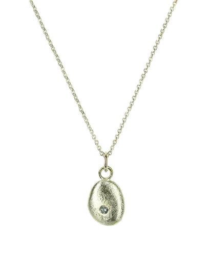 Solid Gold English Pebble Necklace with Ethical Diamond