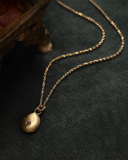 Solid Gold English Pebble Necklace with Ethical Diamond