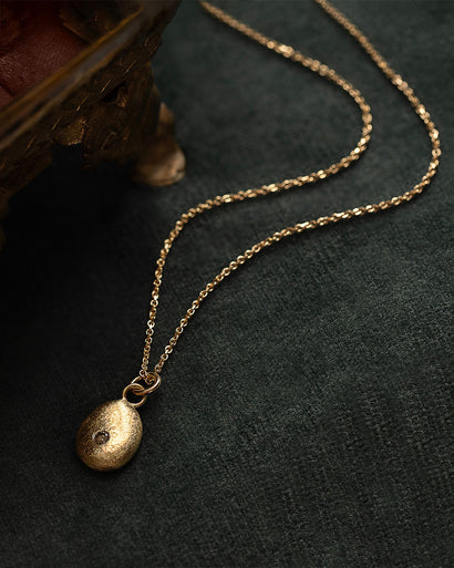 Solid Gold English Pebble Necklace with Ethical Diamond