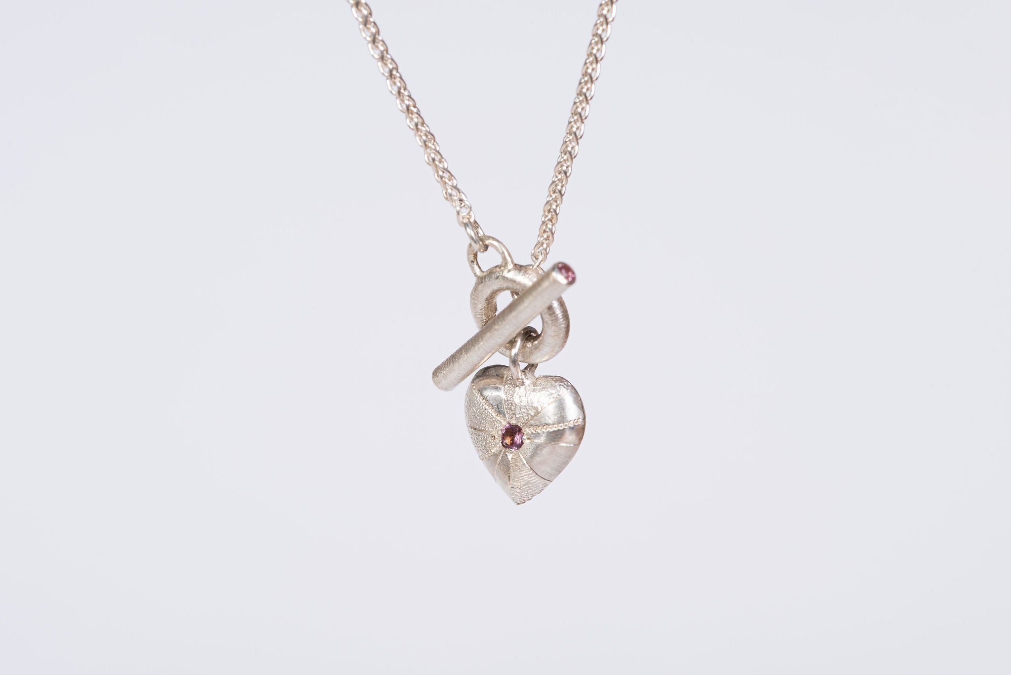 Small Tudor Locking Heart necklace in Sterling Silver