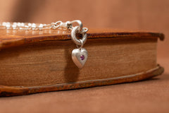 Large Tudor Locking Heart necklace in Sterling Silver on Statement Chain