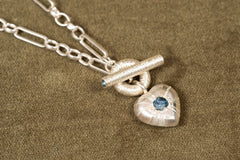 Large Tudor Locking Heart necklace in Sterling Silver on Statement Chain