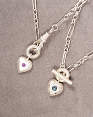Large Tudor Locking Heart necklace in Sterling Silver on Statement Chain