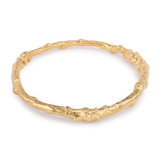 Oak Twig bangle in Solid gold cast from a real English Oak Twig
