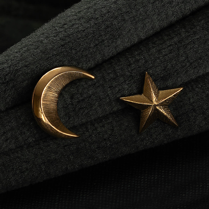 Solid Gold Moon & Star Studs
