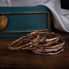 Oak Twig bangle in Solid gold cast from a real English Oak Twig