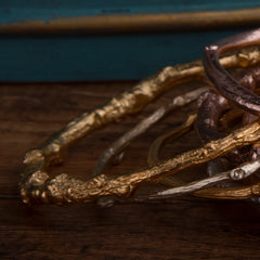 Oak Twig bangle in Solid gold cast from a real English Oak Twig