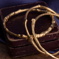 Oak Twig bangle in Solid gold cast from a real English Oak Twig