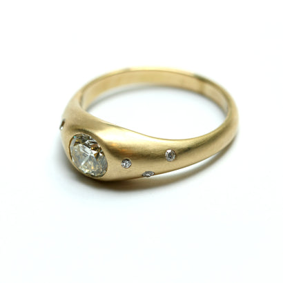 Gold gypsy style diamond ring