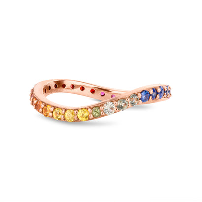 Solid gold eternity wave rings