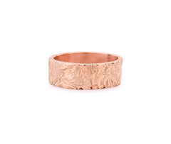 Solid Gold Artisan Bark Textured Wedding Rings