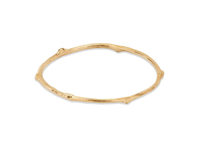 Thick Solid Gold Rose Twig Bangle