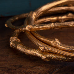 Oak Twig bangle in Solid gold cast from a real English Oak Twig