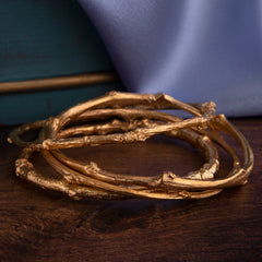 Oak Twig bangle in Solid gold cast from a real English Oak Twig