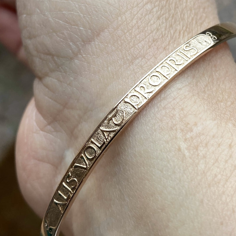 Solid Gold Motivational Posey Bangle Alis Volat Propriis Isabella