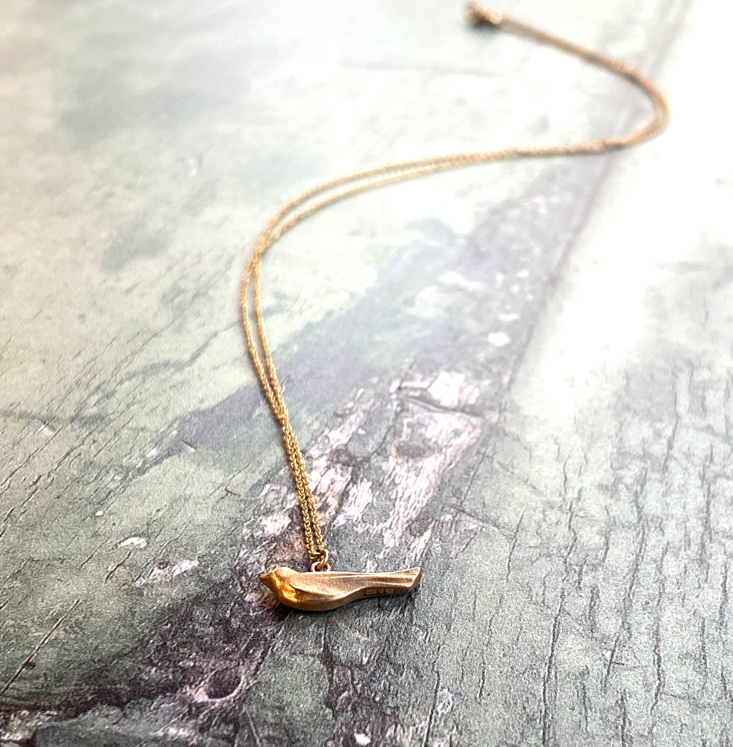 Solid Gold Hand Carved Bird Pendant Isabella Day