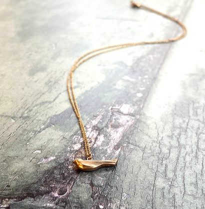 Solid gold bird necklace 