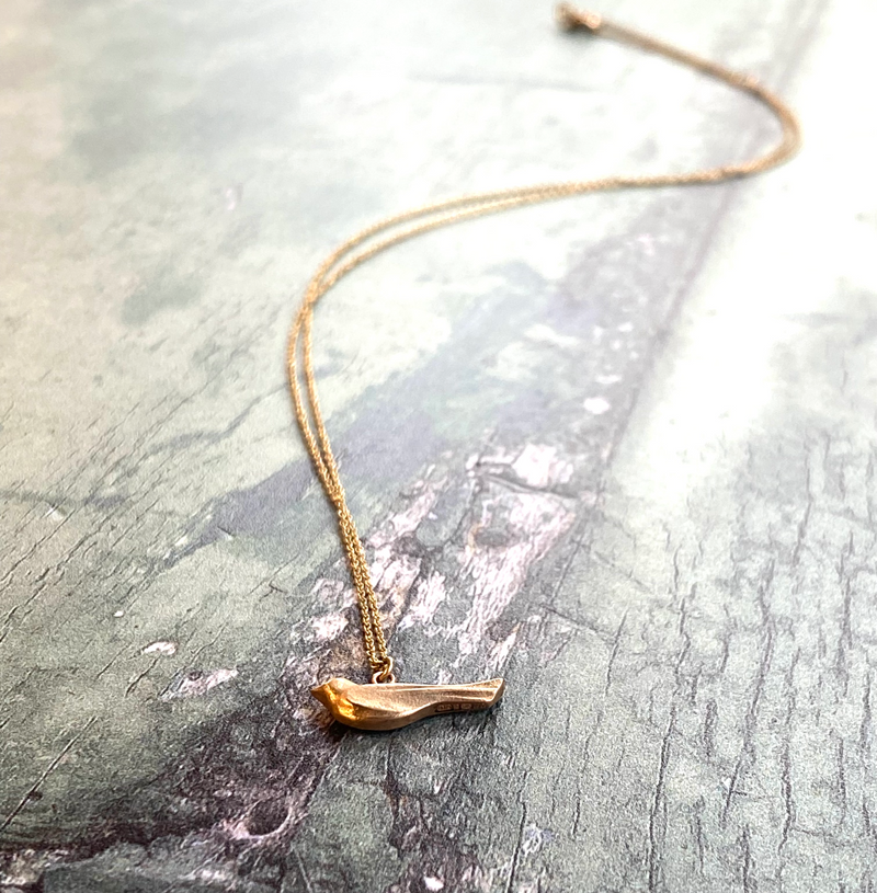 Solid Gold Hand-Carved Bird Pendant – Isabella Day