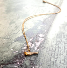 Solid gold bird necklace 