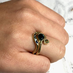 Handmade Engagement Ring, Pirouette Ring, Teal Sapphire Ring