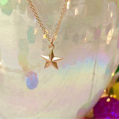 Solid Rose Gold Dainty Star Necklace
