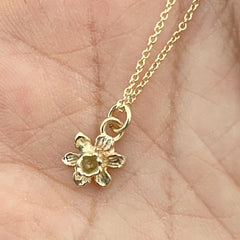 Solid gold tiny daffodil necklace