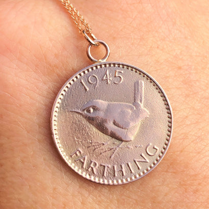 Solid Gold English Farthing Necklace