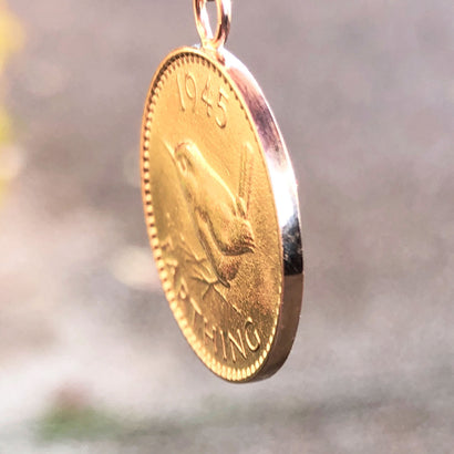 Solid Gold English Farthing Necklace