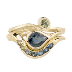 Handmade Engagement Ring, Pirouette Ring, Teal Sapphire Ring