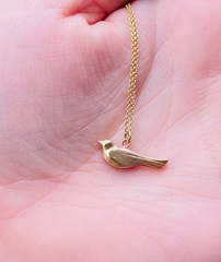 Solid gold bird necklace 