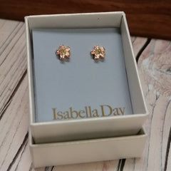 Cherry Blossom Earrings - Tiny Solid Gold Sakura Studs