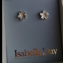 Cherry Blossom Earrings - Tiny Solid Gold Sakura Studs