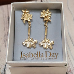 Cherry Blossom Earrings  - Statement Solid Gold Sakura Earrings