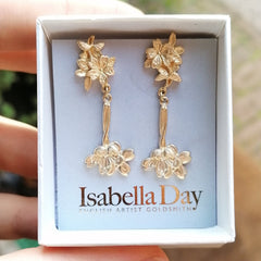 Cherry Blossom Earrings  - Statement Solid Gold Sakura Earrings