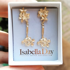 Cherry Blossom Earrings  - Statement Solid Gold Sakura Earrings