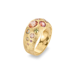 14ct yellow gold Bombè with ethically sourced sapphires & champagne diamonds