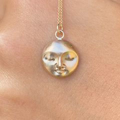 Chunky Solid Gold Moonface Pendant