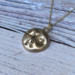 Chunky Solid Gold Moonface Pendant