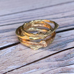 Solid Gold Rose Twig Ring