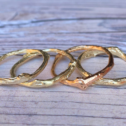 Solid Gold Rose Twig Ring
