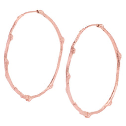 Solid Gold Rose Twig Hoop Earrings