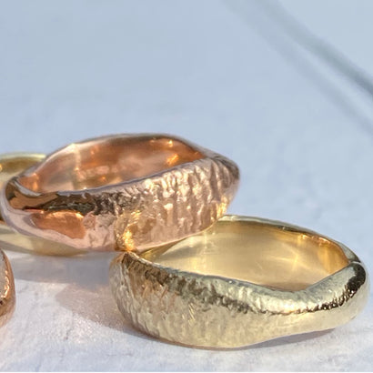 Solid gold nugget treasure ring