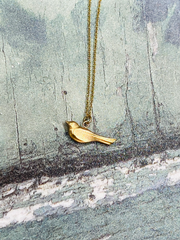 Solid gold bird necklace 