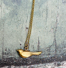 Solid gold bird necklace 