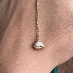 Solid Gold Lined Pebble Pendant