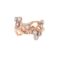 Solid gold cherry blossom twig ring, artisan, Botanical style