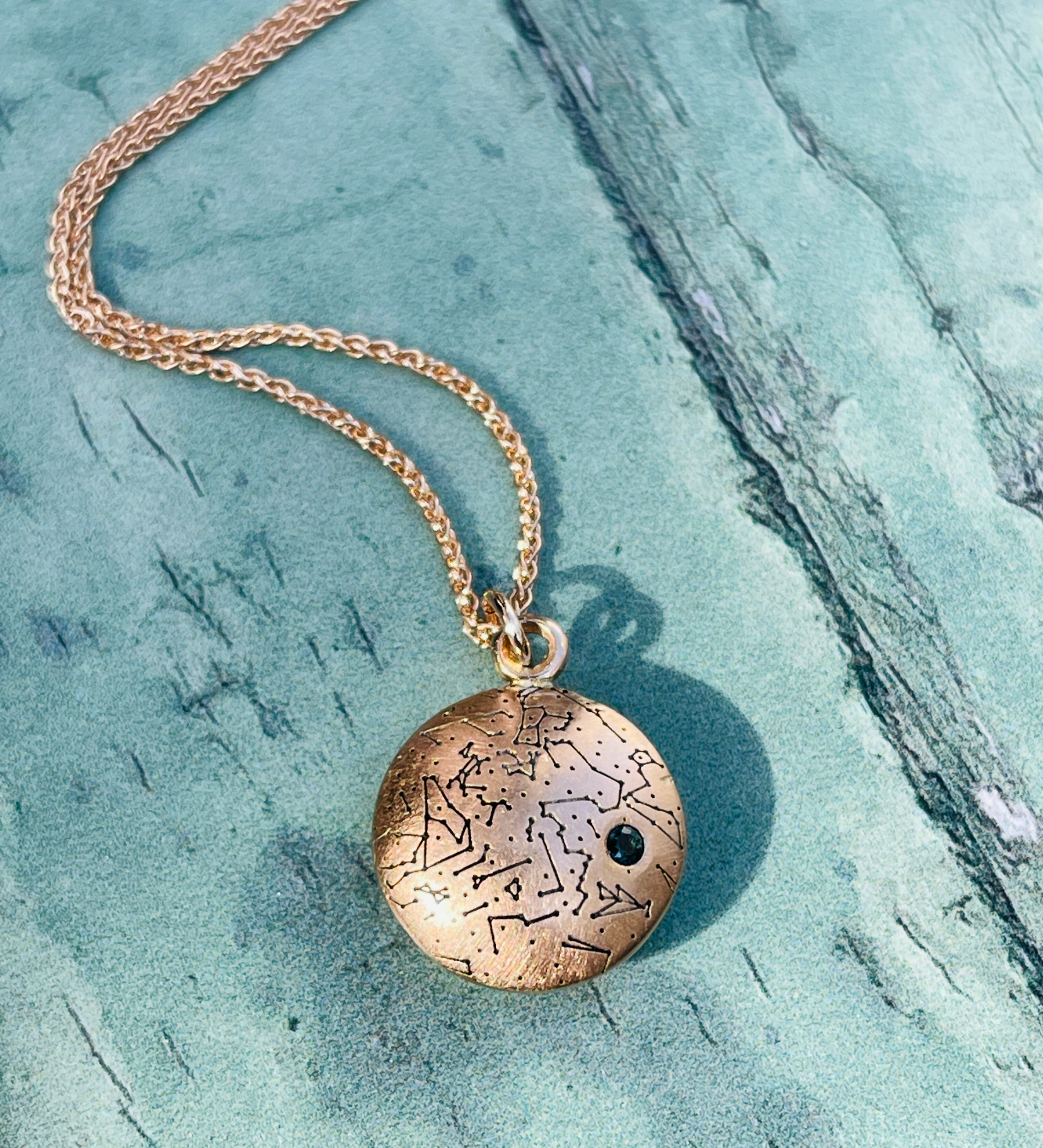 Solid gold starmap pendant