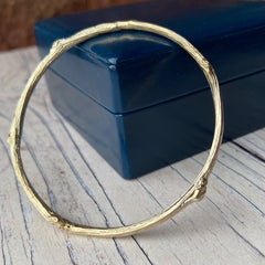 Thick Solid Gold Rose Twig Bangle