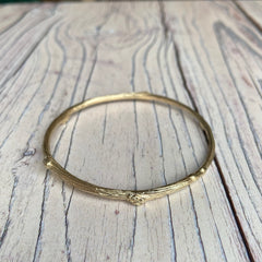 Thick Solid Gold Rose Twig Bangle